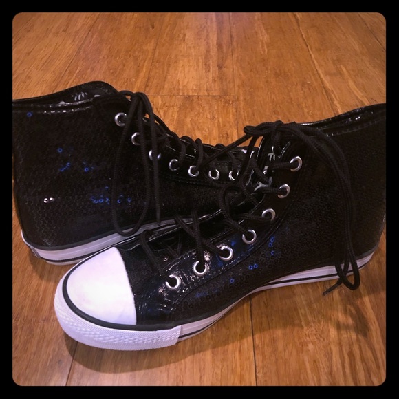 gotta flurt black sequin sneakers